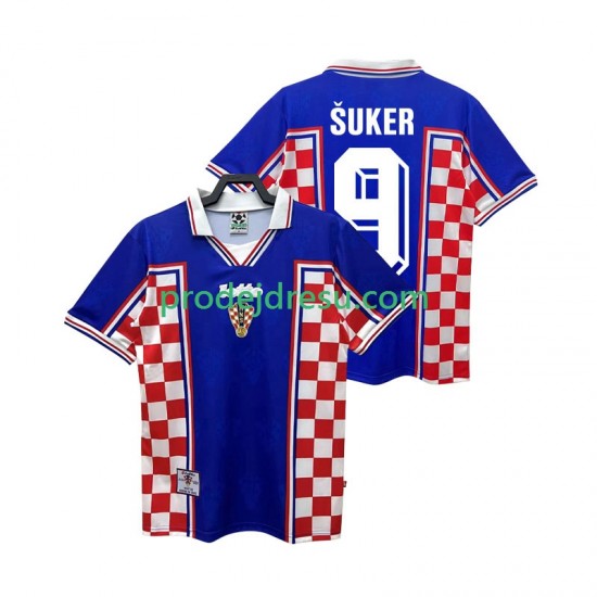 Chorvatsko Dresy Fotbal SUKER 9 Retro Muž Venkovní 1998 Krátký rukáv