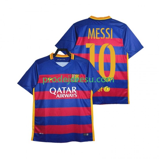 FC Barcelona Dresy Fotbal Lionel Messi 10 2015-2016 Retro Muž Domácí Krátký rukáv