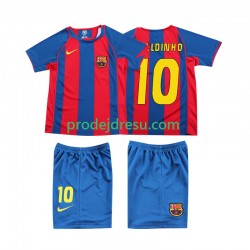 FC Barcelona Dresy Fotbal RONALDINHO 10 Retro Dětský Domácí 2004 Krátký rukáv