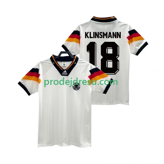 Německo Dresy Fotbal KLINSMANN 18 1992 Retro Muž Domácí Krátký rukáv