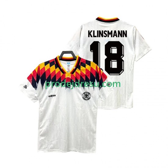 Německo Dresy Fotbal KLINSMANN 18 Retro Muž Domácí 1994 Krátký rukáv