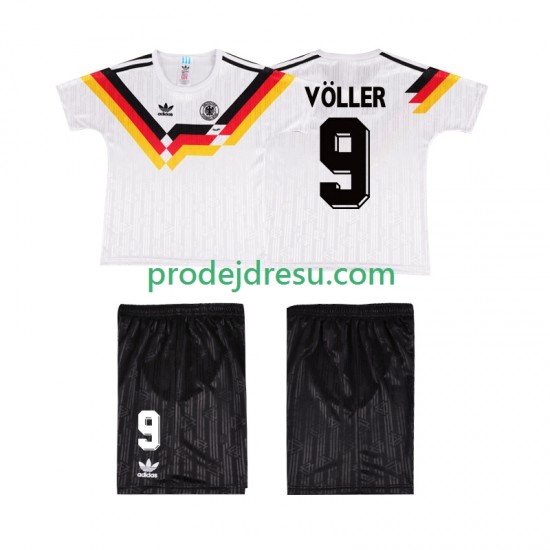 Německo Dresy Fotbal VOLLER 9 1990 Retro Dětský Domácí Krátký rukáv