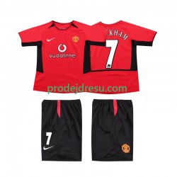 Manchester United Dresy Fotbal BECKHAM 7 Retro Dětský Domácí 2004 2002 Krátký rukáv