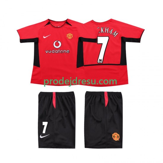 Manchester United Dresy Fotbal BECKHAM 7 Retro Dětský Domácí 2004 2002 Krátký rukáv