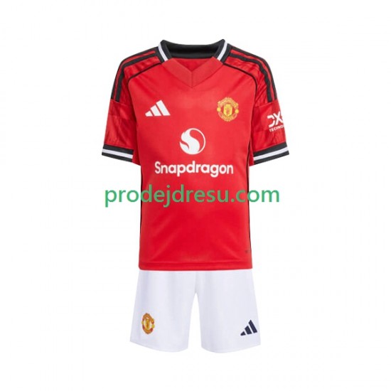 Manchester United Dresy Fotbal Dětský Domácí 2025-2026 Krátký rukáv