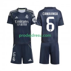 Real Madrid Dresy Fotbal Camavinga 6 Dětský Venkovní 2025-2026 Krátký rukáv