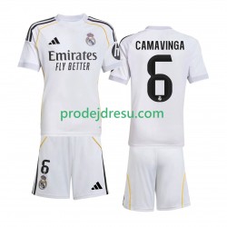 Real Madrid Dresy Fotbal Camavinga 6 Dětský Domácí 2025-2026 Krátký rukáv