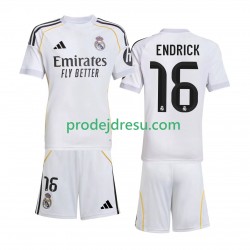 Real Madrid Dresy Fotbal Endrick 16 Dětský Domácí 2025-2026 Krátký rukáv