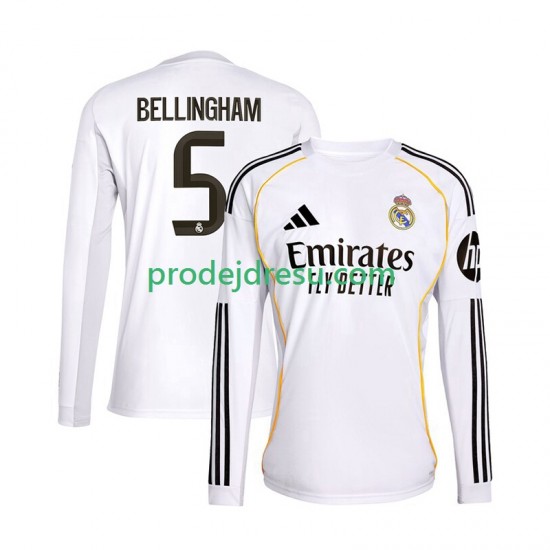 Real Madrid Dresy Fotbal Jude Bellingham 5 Muž Domácí 2025-2026 Dlouhý rukáv
