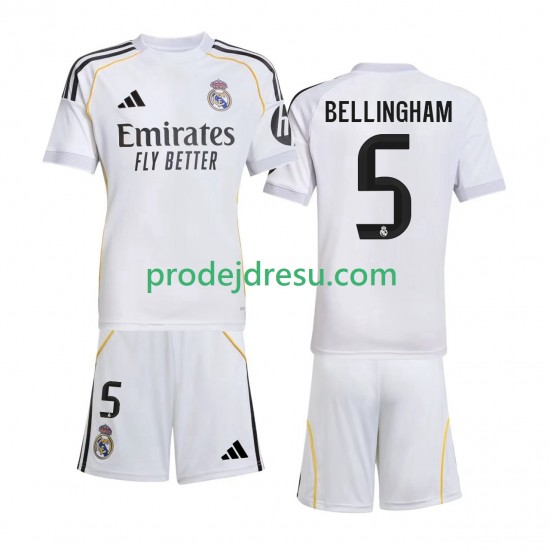 Real Madrid Dresy Fotbal Jude Bellingham 5 Dětský Domácí 2025-2026 Krátký rukáv