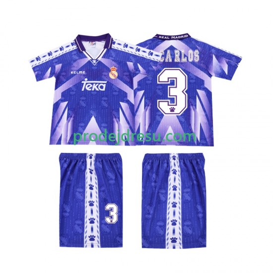 Real Madrid Dresy Fotbal R CARLOS 3 1996-1997 Retro Dětský Venkovní Krátký rukáv