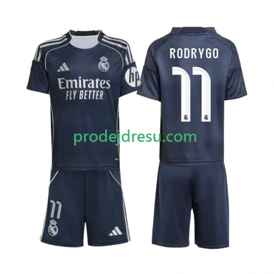 Real Madrid Dresy Fotbal Rodrygo 11 Dětský Venkovní 2025-2026 Krátký rukáv
