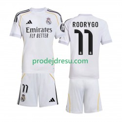 Real Madrid Dresy Fotbal Rodrygo 11 Dětský Domácí 2025-2026 Krátký rukáv
