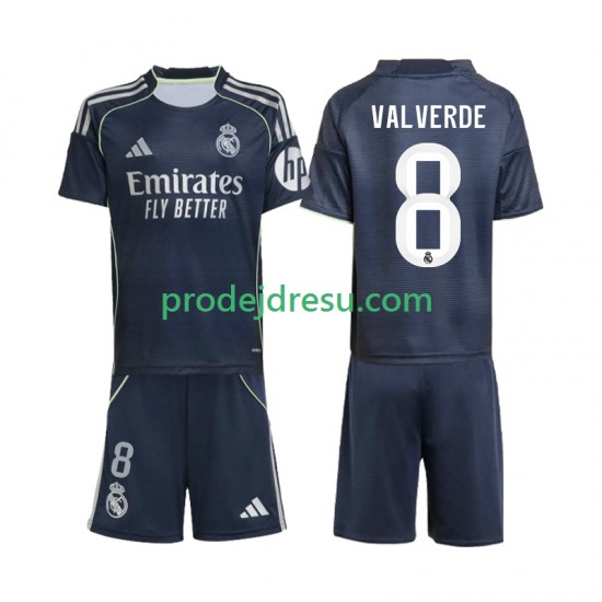Real Madrid Dresy Fotbal Valverde 8 Dětský Venkovní 2025-2026 Krátký rukáv