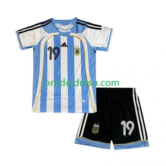 Argentina Dresy Fotbal Lionel Messi 19 Retro Dětský Domácí 2006 Krátký rukáv