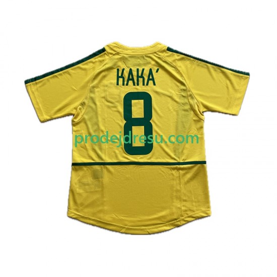 Brazílie Dresy Fotbal KAKA 8 Retro Muž Domácí 2002 Krátký rukáv