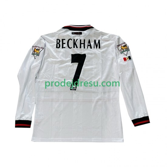 Manchester United Dresy Fotbal Beckham 7 Retro Muž Venkovní 1998 1999 Dlouhý rukáv