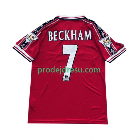 Manchester United Dresy Fotbal Beckham 7 Retro Muž Domácí 1998 1999 Krátký rukáv