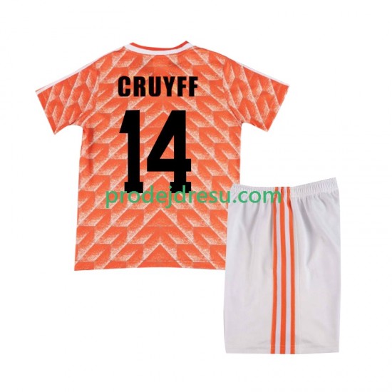 Nizozemsko Dresy Fotbal Cruyff 14 1988 Retro Dětský Domácí Krátký rukáv