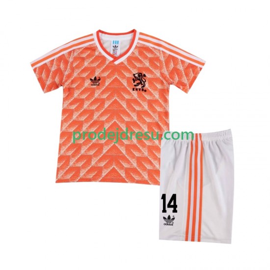 Nizozemsko Dresy Fotbal Cruyff 14 1988 Retro Dětský Domácí Krátký rukáv