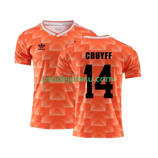 Nizozemsko Dresy Fotbal Cruyff 14 1988 Retro Muž Domácí Krátký rukáv
