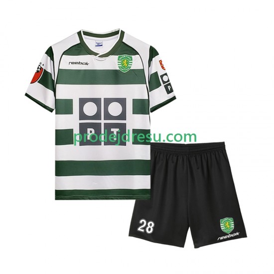 Sporting CP Dresy Fotbal Cristiano Ronaldo 28 2001 2003 Retro Dětský Domácí Krátký rukáv