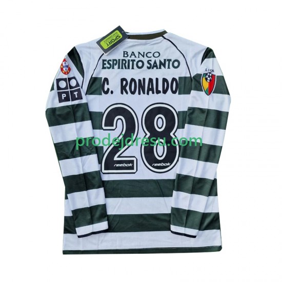 Sporting CP Dresy Fotbal Cristiano Ronaldo 28 2001 2003 Retro Muž Domácí Dlouhý rukáv
