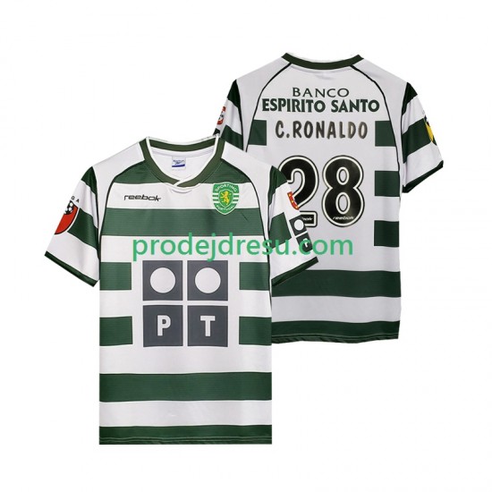 Sporting CP Dresy Fotbal Cristiano Ronaldo 28 2001 2003 Retro Muž Domácí Krátký rukáv