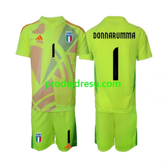 Itálie Dresy Fotbal Donnarumma 1 Brankářské Dětský Domácí Euro 2024 Krátký rukáv