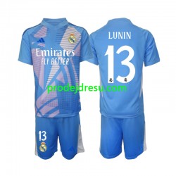 Real Madrid Dresy Fotbal Andriy Lunin 13 Brankářské Dětský Domácí 2024-2025 Krátký rukáv