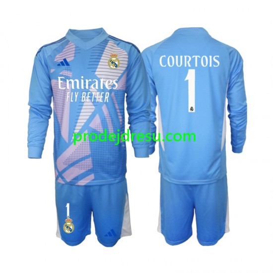Real Madrid Dresy Fotbal Thibaut Courtois 1 Brankářské Dětský Domácí 2024-2025 Dlouhý rukáv