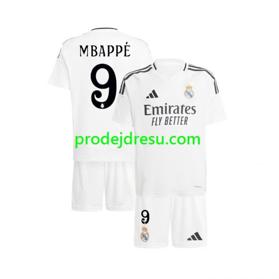 Real Madrid Dresy Fotbal Kylian Mbappé 9 Dětský Domácí 2024-2025 Krátký rukáv