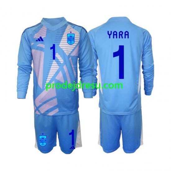 Španělsko Dresy Fotbal David Raya 1 Brankářské Dětský Domácí Euro 2024 Dlouhý rukáv