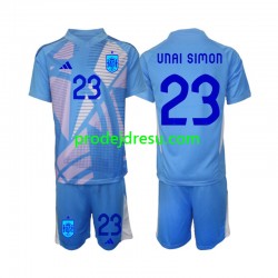 Španělsko Dresy Fotbal Unai Simon 23 Brankářské Dětský Domácí Euro 2024 Dlouhý rukáv