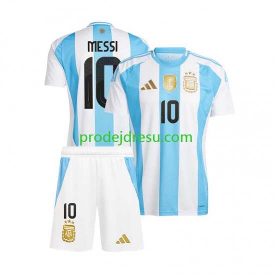 Argentina Dresy Fotbal Lionel Messi 10 Copa America 2024 Dětský Domácí  Krátký rukáv