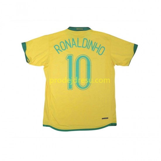 Brazílie Dresy Fotbal RONALDINHO 10 Retro Muž Domácí 2006 Krátký rukáv