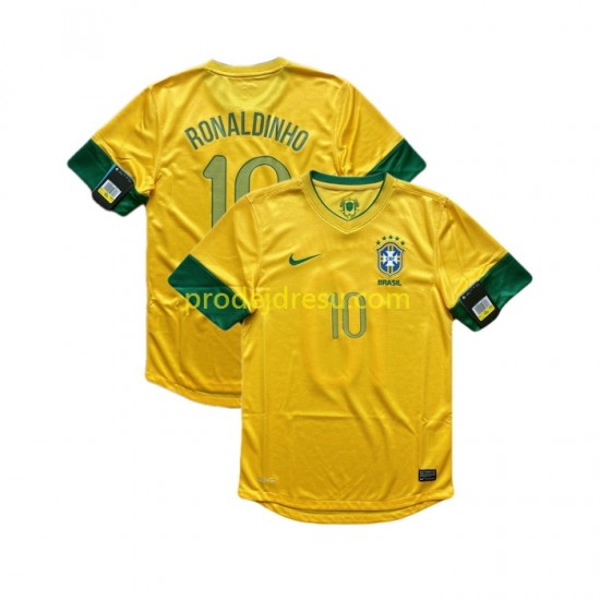 Brazílie Dresy Fotbal RONALDINHO 10 2012 Retro Muž Domácí Krátký rukáv