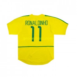 Brazílie Dresy Fotbal RONALDINHO 11 Retro Muž Domácí 2002 Krátký rukáv