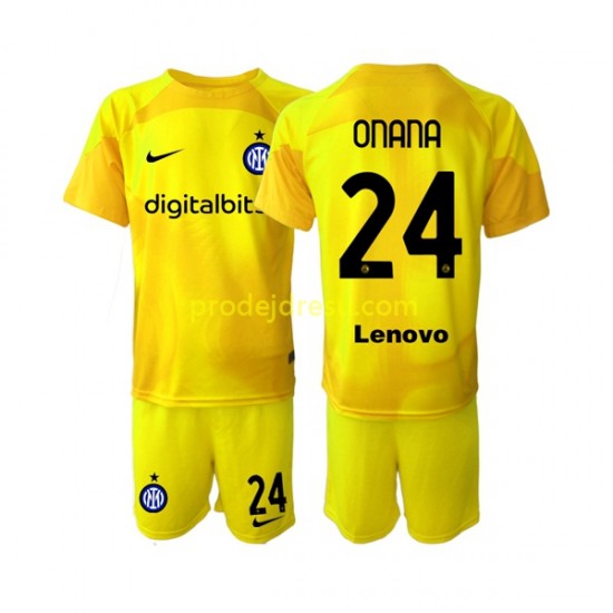 Inter Milán Dresy Fotbal Andre Onana 24 Brankářské Dětský Venkovní 2022-2023 Krátký rukáv