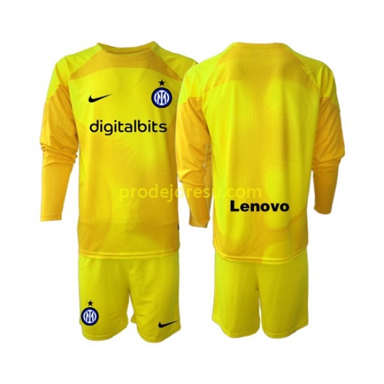 Inter Milán Dresy Fotbal Brankářské Dětský Venkovní 2022-2023 Dlouhý rukáv