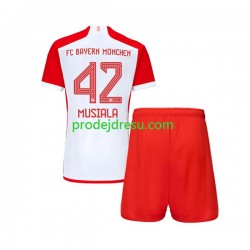 FC Bayern Mnichov Dresy Fotbal Jamal Musiala 42 Dětský Domácí 2023-2024 Krátký rukáv
