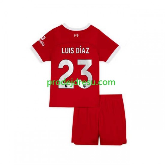 Liverpool Dresy Fotbal Luis Diaz 23 Dětský Domácí 2023-2024 Krátký rukáv