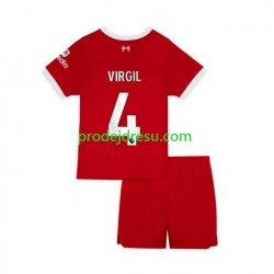 Liverpool Dresy Fotbal Virgil van Dijk 4 Dětský Domácí 2023-2024 Krátký rukáv
