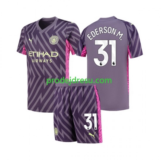 Manchester City Dresy Fotbal Ederson Moraes 31 Brankářské Dětský Venkovní 2023-2024 Krátký rukáv
