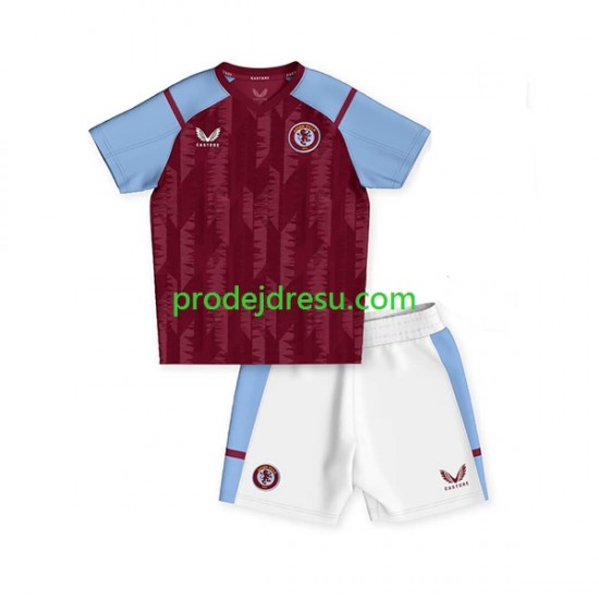 Aston Villa Dresy Fotbal Dětský Domácí 2023-2024 Krátký rukáv