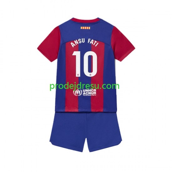 FC Barcelona Dresy Fotbal Ansu Fati 10 Dětský Domácí 2023-2024 Krátký rukáv