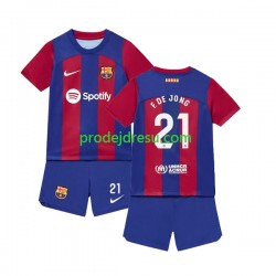 FC Barcelona Dresy Fotbal Frenkie de Jong 21 Dětský Domácí 2023-2024 Krátký rukáv