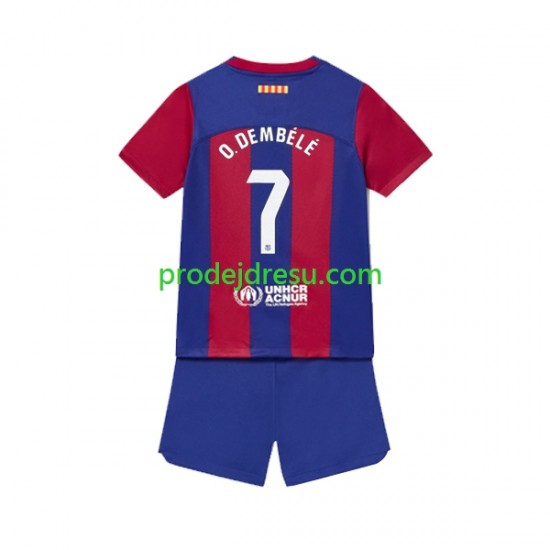 FC Barcelona Dresy Fotbal Ousmane Dembele 7 Dětský Domácí 2023-2024 Krátký rukáv