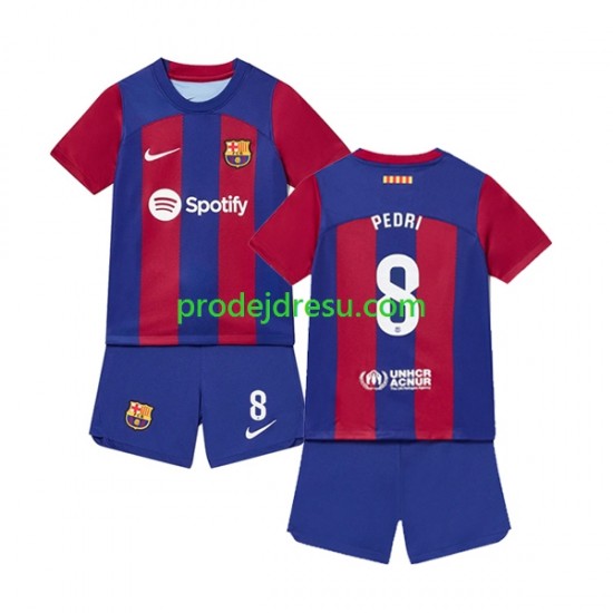 FC Barcelona Dresy Fotbal Pedri 8 Dětský Domácí 2023-2024 Krátký rukáv