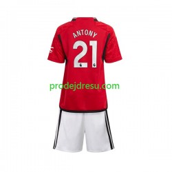 Manchester United Dresy Fotbal Antony Matheus 21 Dětský Domácí 2023-2024 Krátký rukáv
